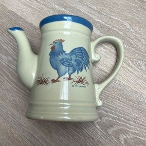 No Lid * 1983 Vintage Jacaman Rooster Country Blue Coffee Tea Pot
